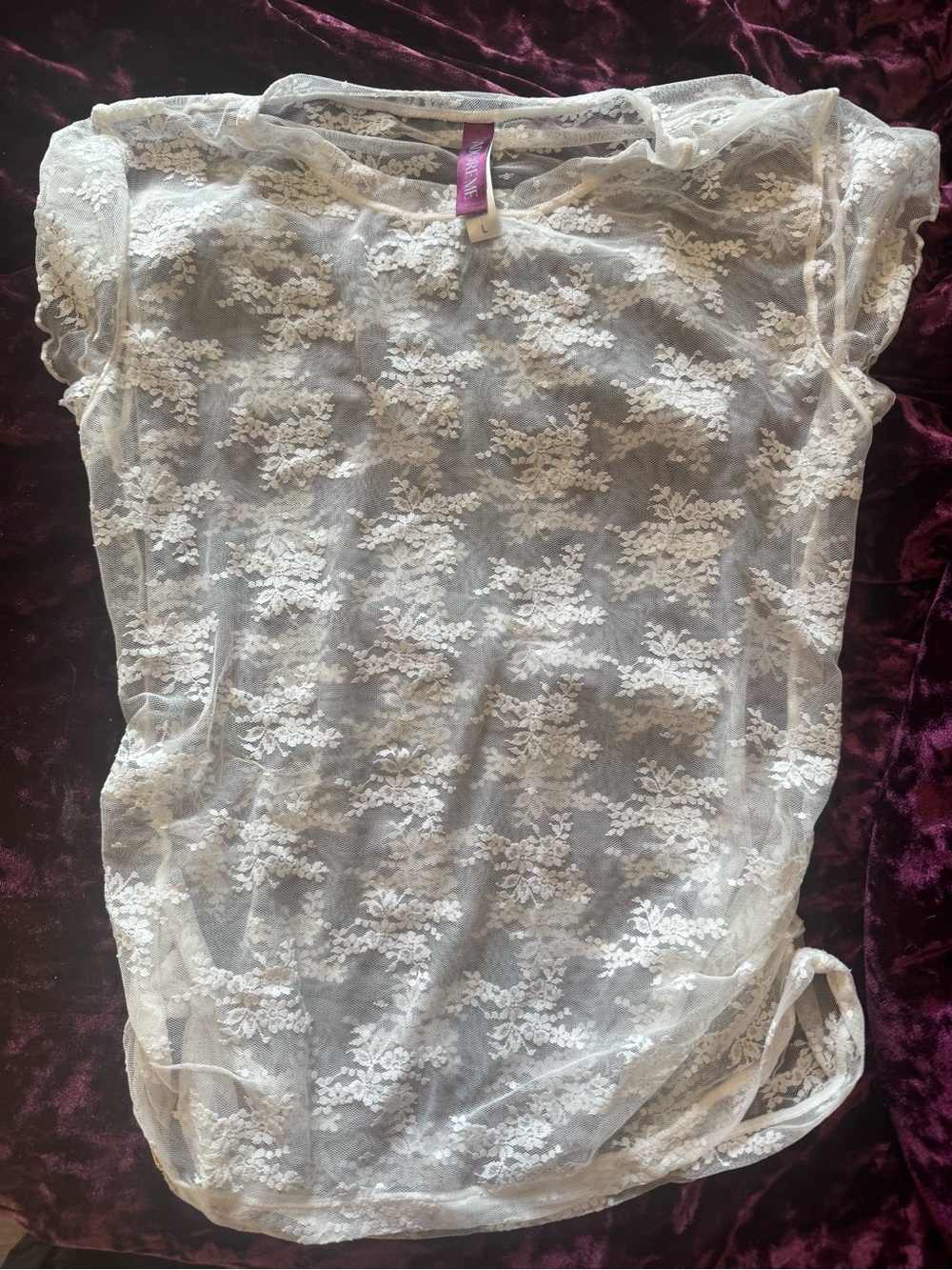 Adore Me White Floral Lace Mesh Top